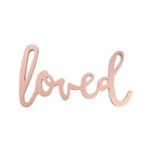 Rose Gold MDF Loved Nursery Wall Word Sign - Angled View on White | Bambi Baby