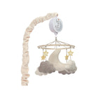 Cream Velour Arm and Music Box with Moon and Cloud Mobile - Full Assembly View | Bambi Baby