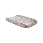 Blush Pink Fleece Changing Pad Cover with Gray Leaf Print - 3/4 View | Bambi Baby