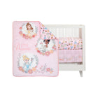 Pink Disney Princess 3-Piece Crib Bedding Set - Quilt and Crib Set Flat Lay | Bambi Baby