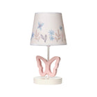 Pink Sculpted Butterfly Nursery Lamp with Cream Watercolor Floral Shade - Front View | Bambi Baby