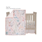 Blush Floral 3-Piece Crib Set with Quilt, Fitted Sheet & Skirt - Contents View | Bambi Baby