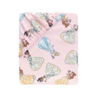 Pink Lambs & Ivy Disney Princess Crib Sheet - Flat Lay Full View with Elastic Corner | Bambi Baby