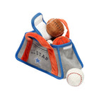 Gray Velour All Star Sports Bag with Plush Balls Spilling Out - Three-Quarter View | Bambi Baby