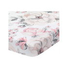 White Pink Watercolor Floral Fitted Crib Sheet - Angled Product View | Bambi Baby