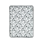 White Minky Snoopy Baby Blanket - Full Flat Lay, Classic Peanuts All-Over Print with Black Binding | Bambi Baby
