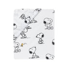 White Cotton Snoopy & Woodstock Fitted Crib Sheet - Folded Print Overview | Bambi Baby
