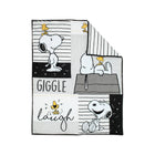 Black White Snoopy Baby Crib Quilt - Corner Fold Detail Showing Soft Furry Texture | Bambi Baby