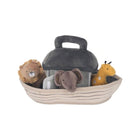 Beige & Charcoal Velour Noah's Ark Plush Set with Lion, Elephant & Giraffe - Front View | Bambi Baby