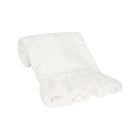 White Plush Chevron Baby Blanket - Partially Unrolled Angled View | Bambi Baby