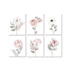Blush Watercolor Botanical Print Set - Six Flower Varieties Flat Lay | Bambi Baby