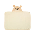 Cream Cotton Terry Winnie the Pooh Baby Hooded Towel - Flat Lay Top View | Bambi Baby