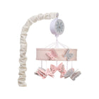 Pink Grey Felt Butterfly Crib Mobile with Cream Velour Arm - Full Front View | Bambi Baby