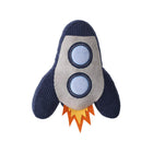 Navy Corduroy & Gray Minky Rocket Plush with Blue Porthole Windows - Front View | Bambi Baby