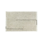 Natural Wool Shaggy Washable Rug with Contrast Stripe and Fringe - Angled Overhead View | Bambi Baby