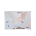 Lorena Canals Vintage World Map Cotton Washable Rug with Ocean Labels - Angled View | Bambi Baby