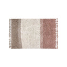 Champagne and Blush Wool Washable Rug with Cross-Knotted Fringes - Top View | Bambi Baby