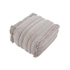 Natural Canvas Tufted Stripe Nursery Pouffe with Fringe Detail - Side Angle | Bambi Baby