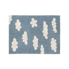 Vintage Blue Cotton Clouds Nursery Rug - Overhead Full View | Bambi Baby