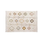 Cream Cotton Washable Rug Kaarol Earth Large - Overhead Full View, Berber Diamond & Branch Pattern | Bambi Baby