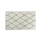 Ivory Wool Washable Rug Berber Diamond Long Pile with Knotted Fringe - Top-Down View | Bambi Baby