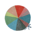 Rainbow Wool Round Pie Chart Rug with Gray Shag Wedge and Woolable Tags - Flat Lay | Bambi Baby