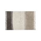 Sandstone & Charcoal Striped Wool Nursery Rug with Knotted Fringe - Overhead Flat Lay | Bambi Baby