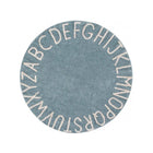 Vintage Blue Cotton Round ABC Nursery Rug - White Background Studio Shot | Bambi Baby