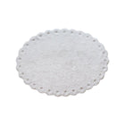 Ivory Cotton Round Washable Nursery Rug Scalloped Punched Border - Side Angle Product Shot | Bambi Baby