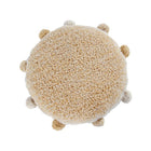 Honey Cotton Round Floor Cushion with Pom Poms - Overhead Angle | Bambi Baby