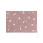 Blush Cotton Washable Nursery Rug with Scattered Berber Motifs - Top-Down Flat Lay | Bambi Baby