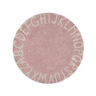Vintage Nude Cotton Round ABC Alphabet Rug - Overhead Angle | Bambi Baby