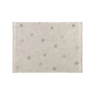 Natural Cotton Washable Rug Hippy Dots Olive - Full Overhead View with Fringe Edges | Bambi Baby