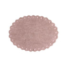 Nude Cotton Washable Nursery Rug Oval Dot Border - Product Overhead View | Bambi Baby