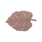 Vintage Nude Cotton Monstera Leaf Washable Rug - Angled Product View | Bambi Baby