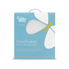 White Lullaby Earth Breeze Breathable Crib Mattress Pad Package - Front View | Bambi Baby