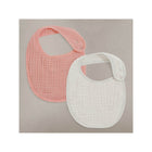 Rosette & Eggshell Organic Muslin Baby Bibs 2 Pack - Flat Lay, Textured Fabric Detail | Bambi Baby
