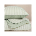 Sea Moss Stripe Organic Muslin Quilt and Sham - Folded Edge Detail | Bambi Baby