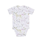 White Cotton Fawn Print Baby Onesie - Back View with Snap Closure | Bambi Baby
