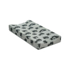 Sage Green Jersey Changing Pad Cover Hedgehog Print - On Pad Angled View | Bambi Baby