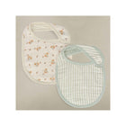 Floral & Sea Moss Stripe Organic Muslin Baby Bibs 2-Pack - Overlapping Flat Lay | Bambi Baby