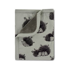 Sage Green Jersey Cuddle Blanket with Hedgehog Print - Folded Back View Showing Plush Reverse | Bambi Baby