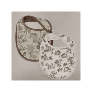 Oilo Fable Bibs 2 Pack- Vintage Safari & Woodland Organic Muslin