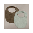 Bark & Sea Moss Organic Muslin Baby Bibs 2-Pack - Overlapping Pair View | Bambi Baby