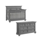 Dusk Gray Oxford Baby Weston 2-Piece Nursery Set - Convertible Crib & 7-Drawer Dresser - Front View | Bambi Baby
