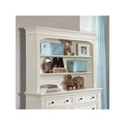 Belgium Cream Wood Nursery Hutch Bookcase Styled with Toys - Angled View | Bambi Baby