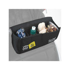 Black Fabric Valco Universal Pocket Pouch - Stroller-Mounted Top View with Snacks and Toys | Bambi Baby