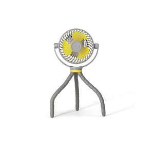 Grey and Yellow Veer Flex Fan on Flexible Tripod Stand - Front View | Bambi Baby