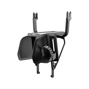 Black Veer Switchback Bike Mount & Rack with seat clamp and adjustable footrest - Front Angle View | Bambi Baby