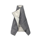 Grey Quilted Puffy Adventure Blanket Open Showing Cream Interior and Snap - Overhead View | Bambi Baby